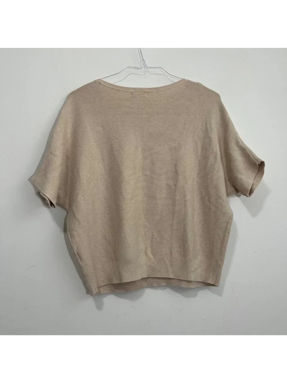 Quince Lightweight Cotton Cashmere Link-Stitch Dolman Sweater L Heather Oatmeal
